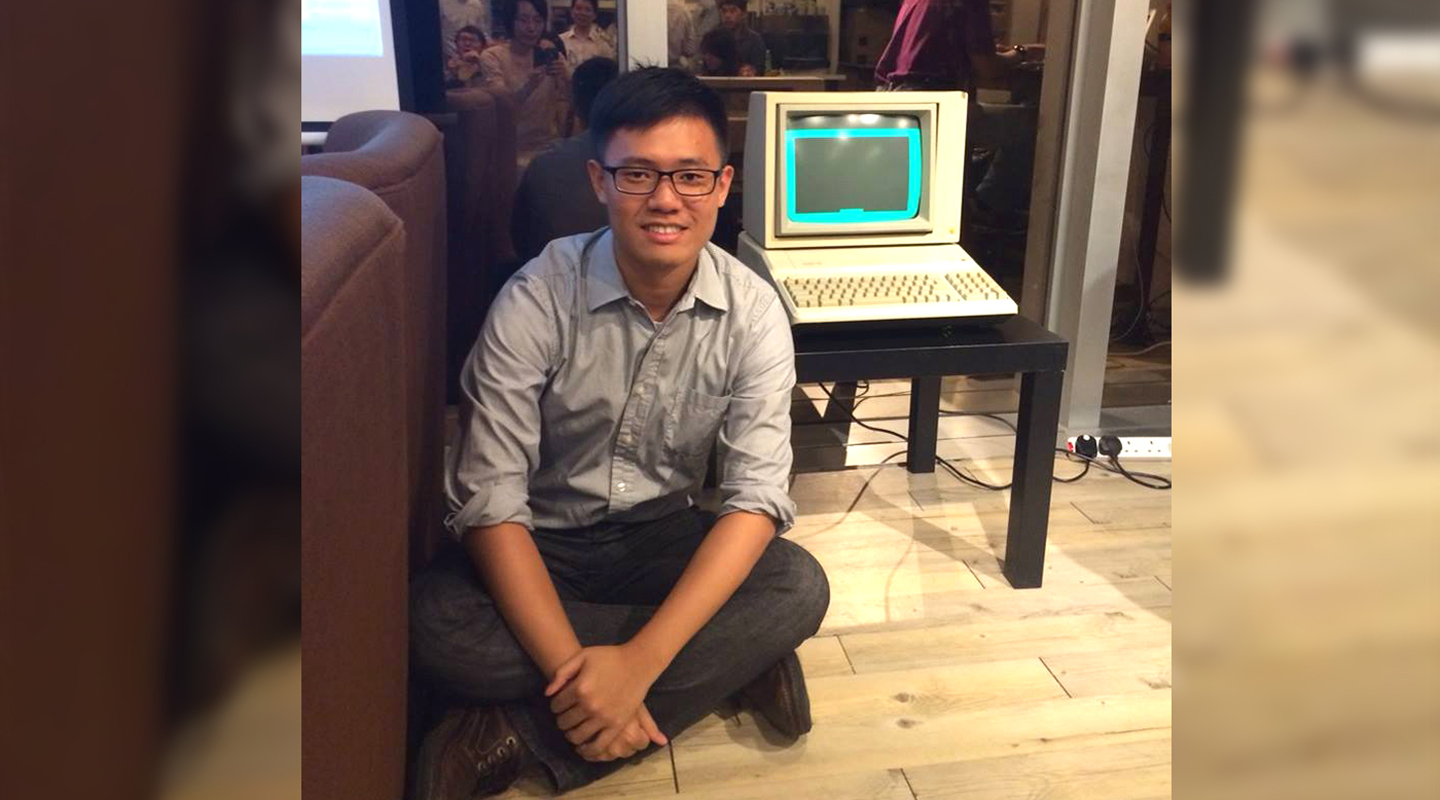 Pictured with a first generation personal computer on a computer engineering alumni gathering in 2015