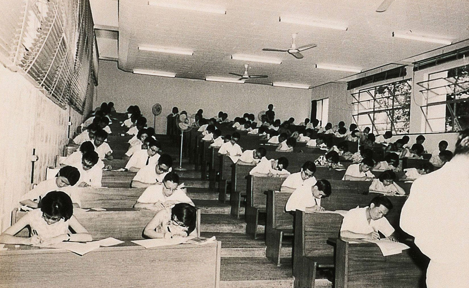 Examination in progress – a scene from the 1960s