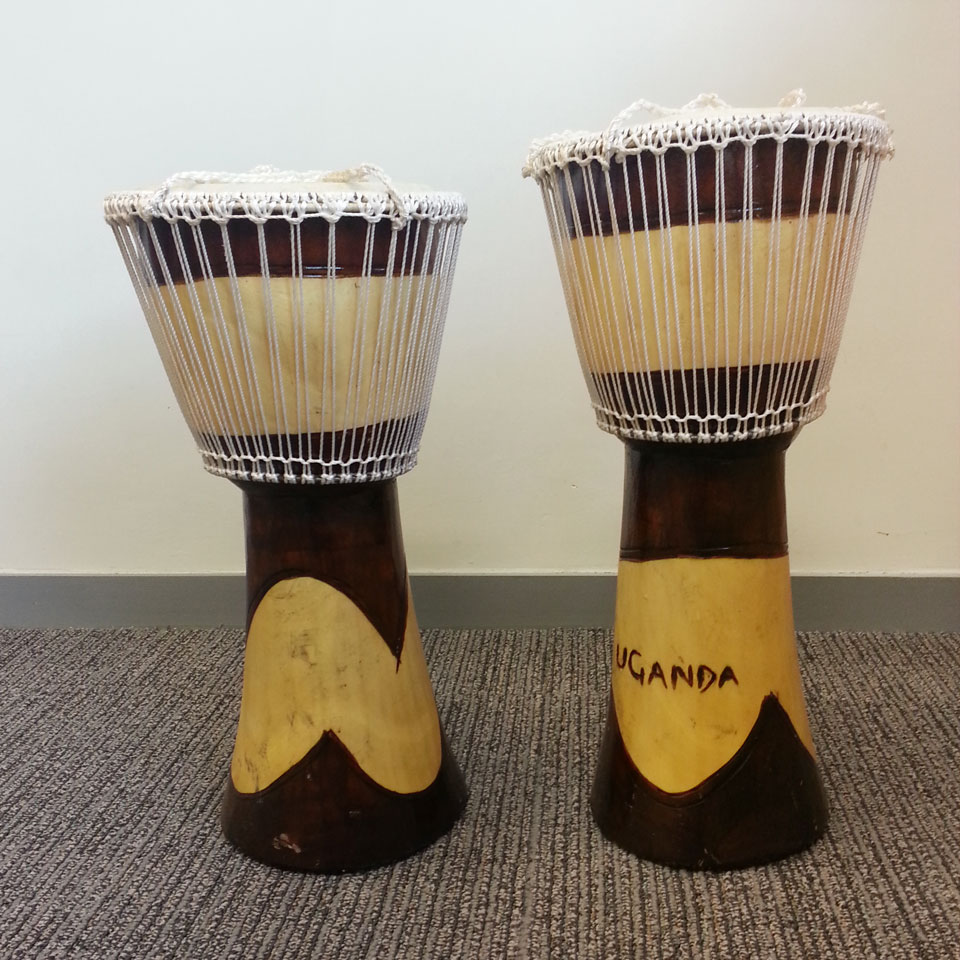 Souvenirs from the S.H. Ho College's trip to Uganda: African drums